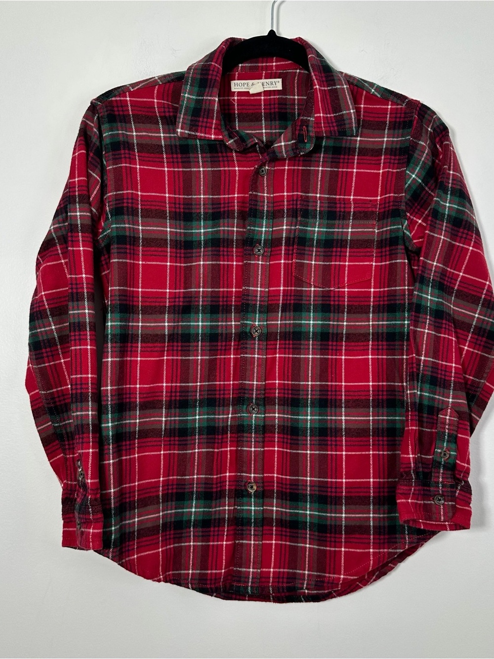 Hope & Henry Kids Size L  Organic Cotton Flannel Button Down Shirt